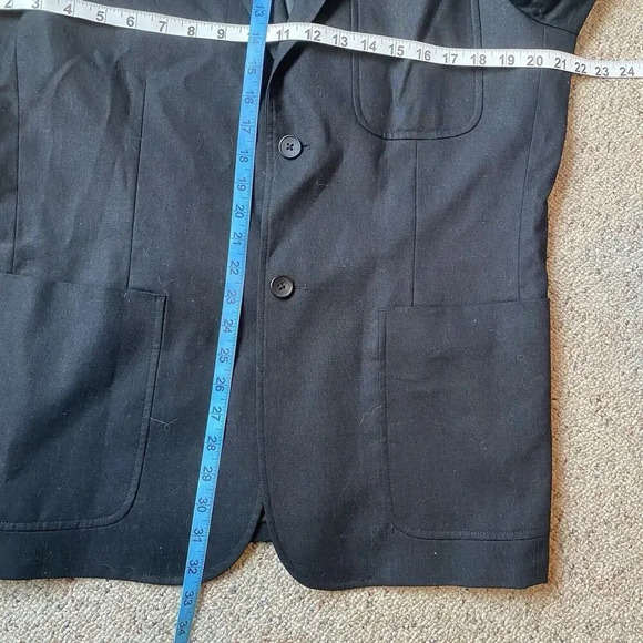 Linea Dome Mens S Black 2-Button Blazer Jacket 3 Pocket Linen Cotton Blend Light - Picture 2 of 8